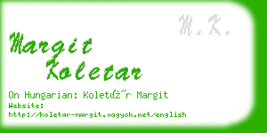margit koletar business card